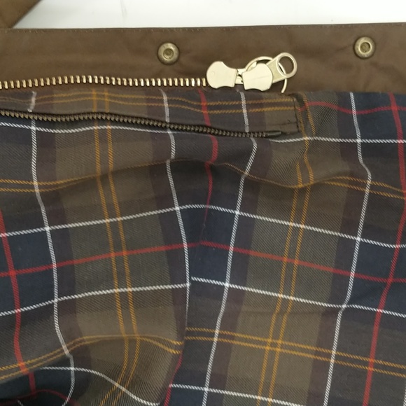 Barbour Wax Cotton Beaufort Jacket Tartan Lined 54" Chest 33" Long Jacket  ApxXL - Picture 14 of 16